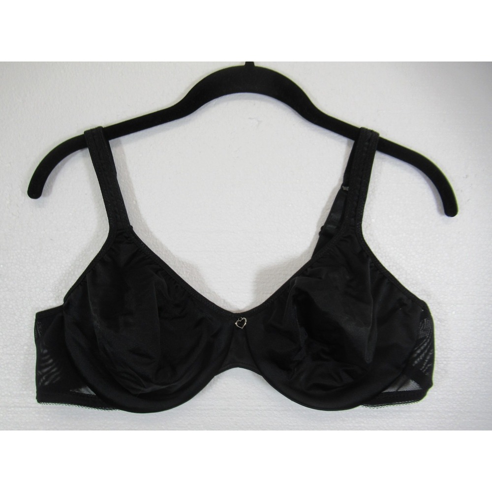 Vintage Lovable Unlined Bra 40C Black Satin Underwire F001